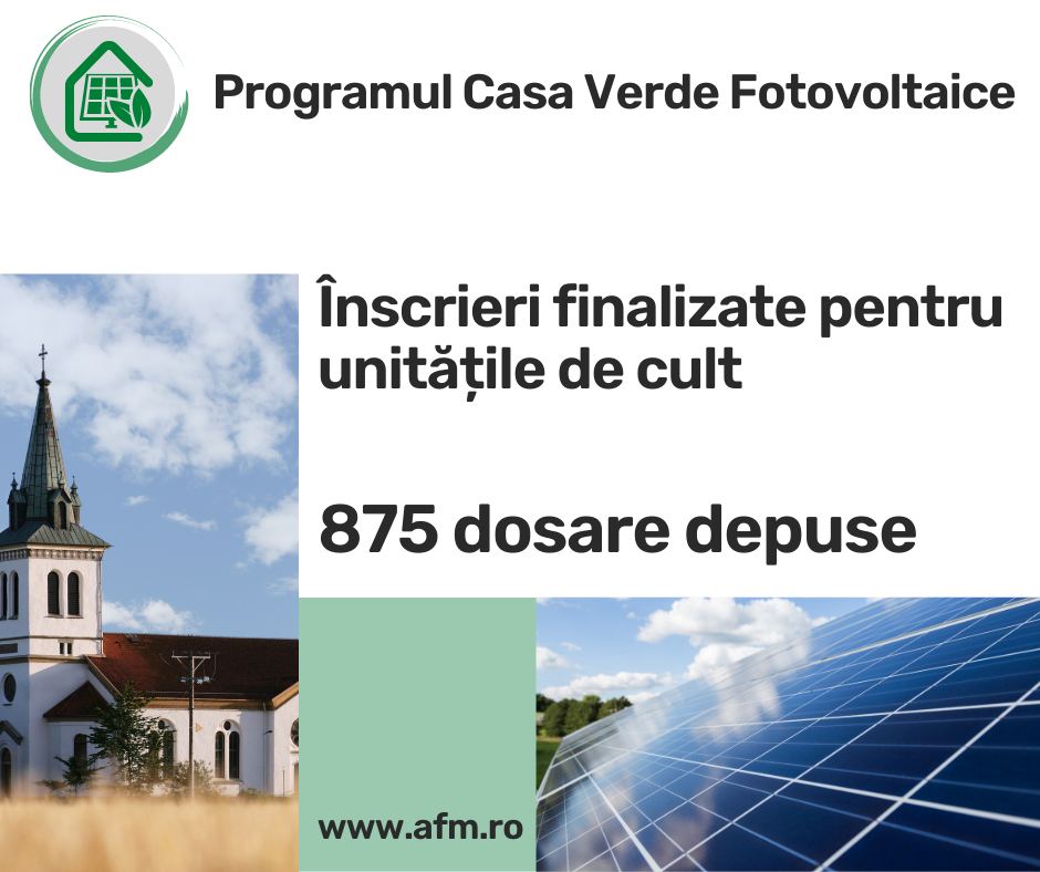 Programul Casa Verde Fotovoltaice 2023 - Unități de Cult