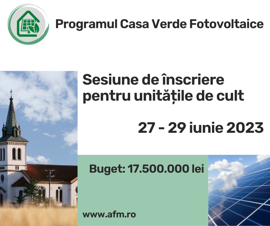 Programul Casa Verde Fotovoltaice 2023 - Unități de Cult