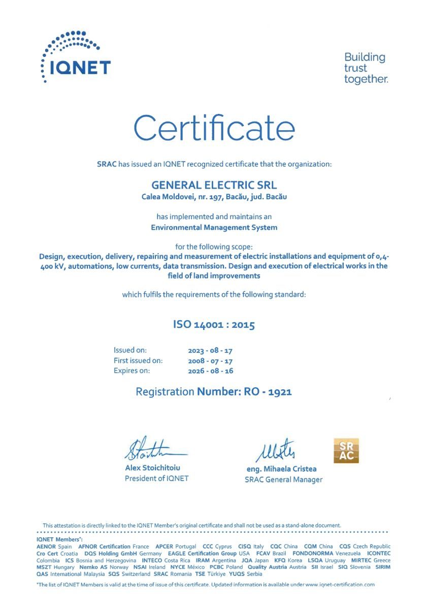 Certificat General Electric ISO 14001:2015 pagina 2