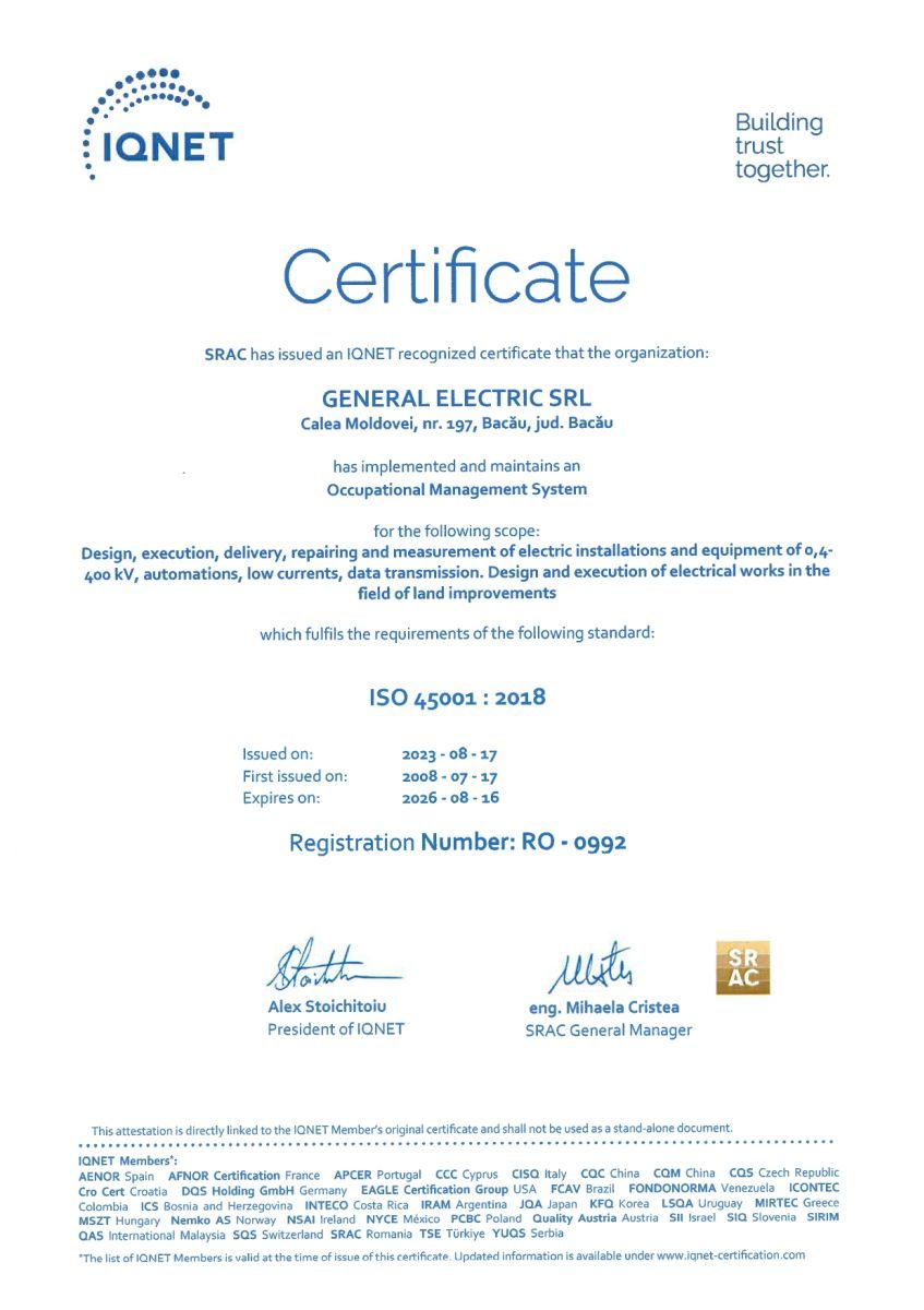 Certificat General Electric ISO 45001:2018 pagina 2