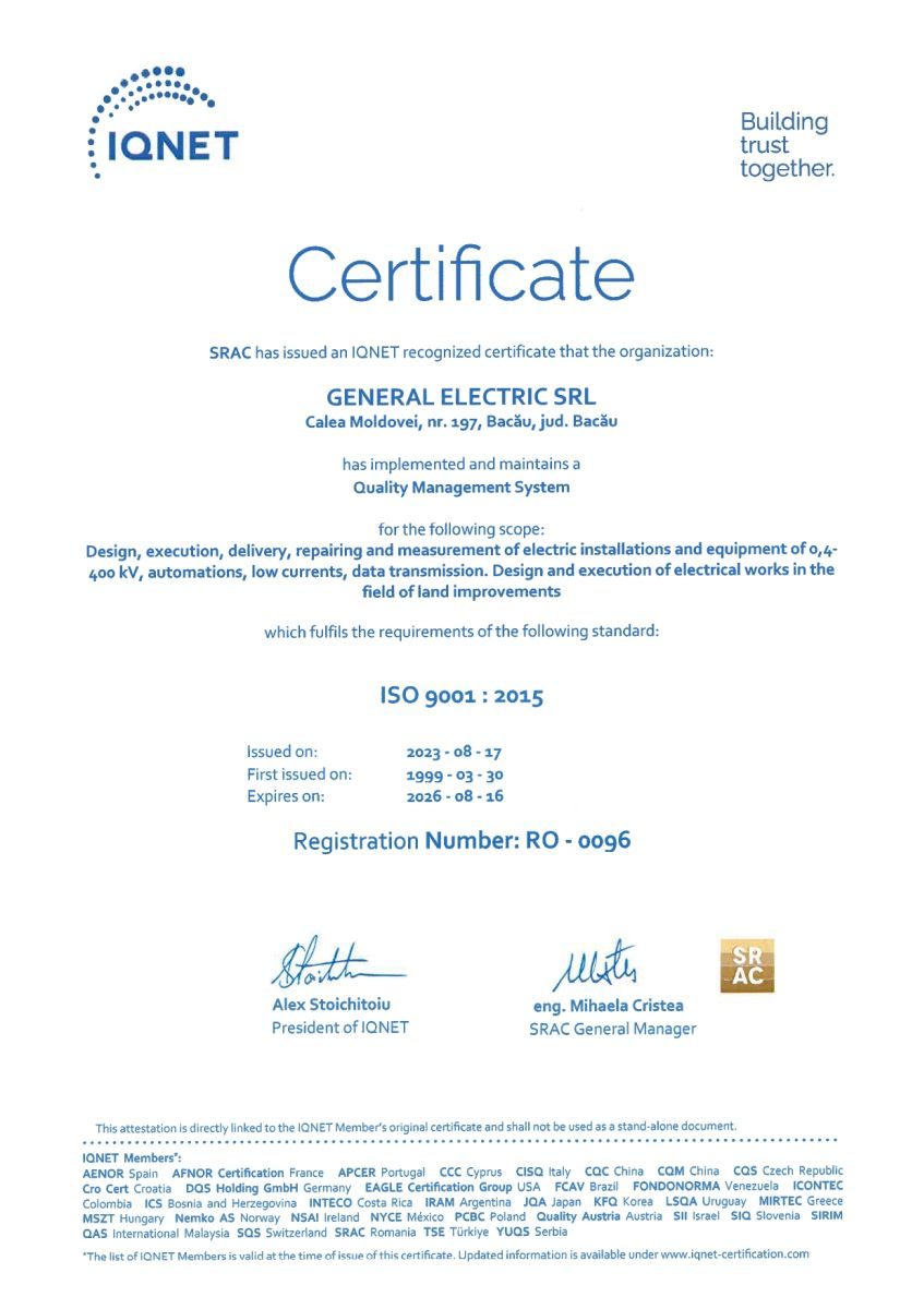 Certificat General Electric ISO 9001:2015 pagina 2
